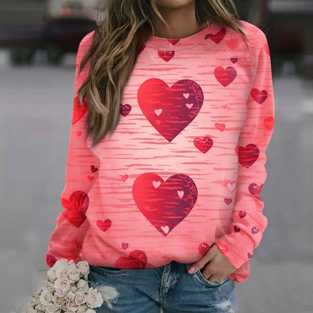 Damenmode Lässig Langarm Bedruckter Halsausschnitt Sweatshirt-Oberteil