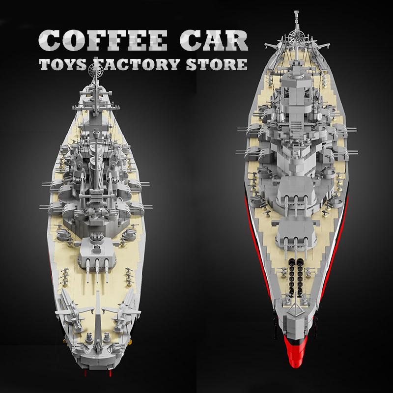 WW2 Military Battle Ship MOC Bricks Toys Navy Battleship Model Building Kits Cruiser Boat Blocks Boys Kids Adult Christmas Gifts