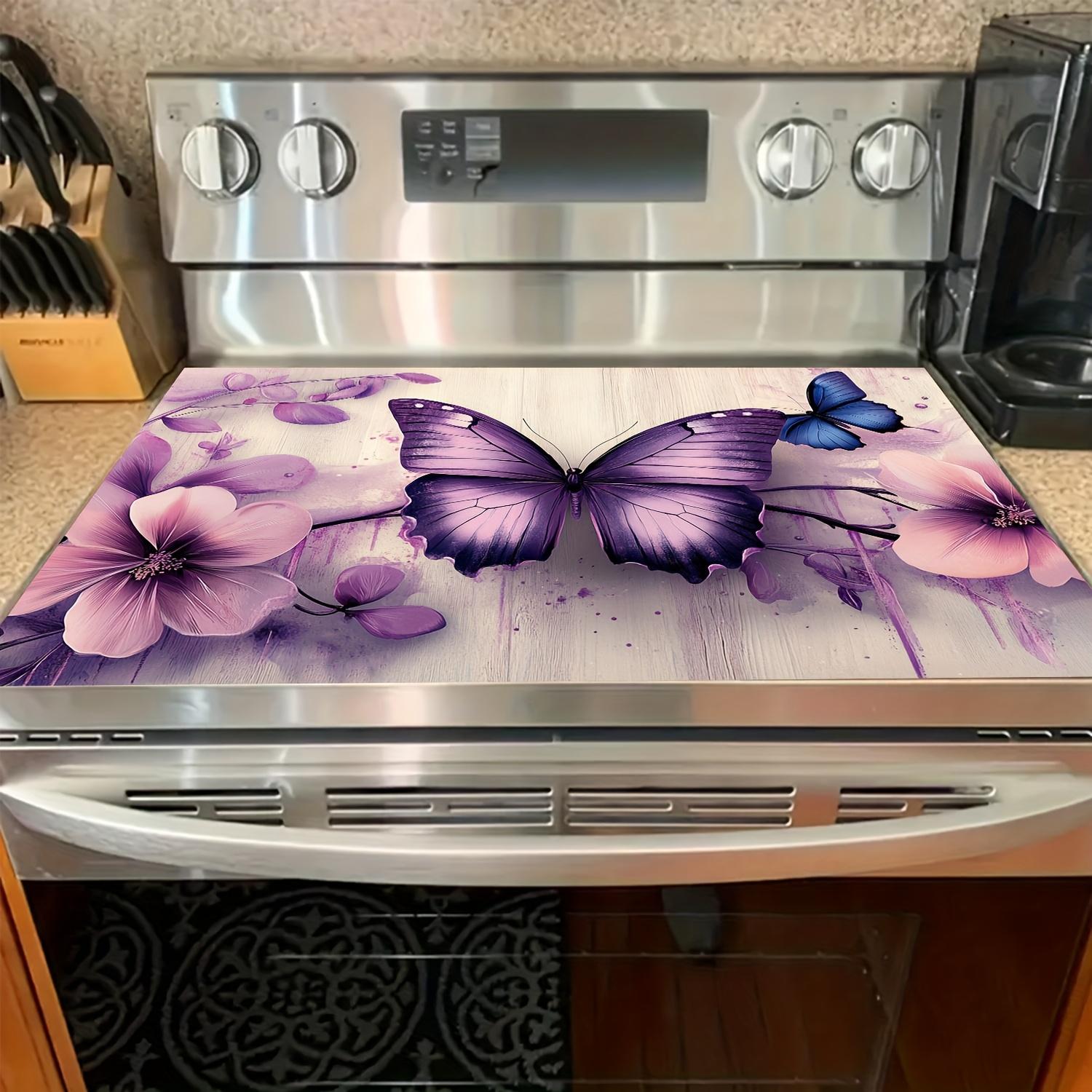 

1 шт. Резиновый коврик для сушки с принтом фиолетовой бабочки для кофейни, ресторана, кухни, ковер, настольная салфетка из диатомовой грязи, коврик для питомца, кофейная посуда 30*40