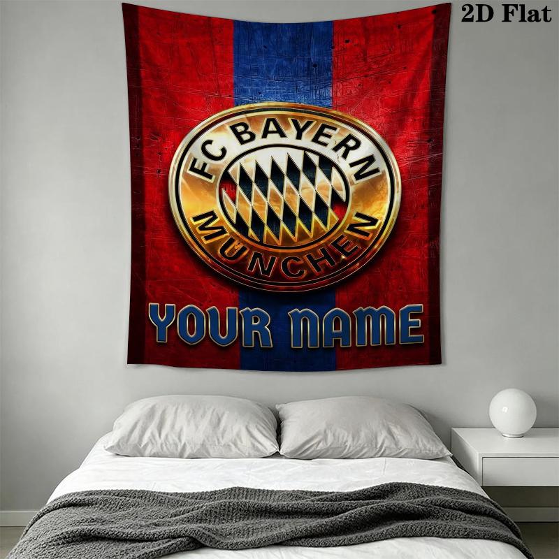 Custom Name Bayern Munich Wall Tapestry Aesthetic Wall Hanging Printed Fabric Blanket Decorative Tapestries for Bedroom Living Room Home Decor