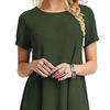 O-neck Stretchy Loose Hem Mini Dress Solid Color Short Sleeve Lady Dress for Daily Wear
