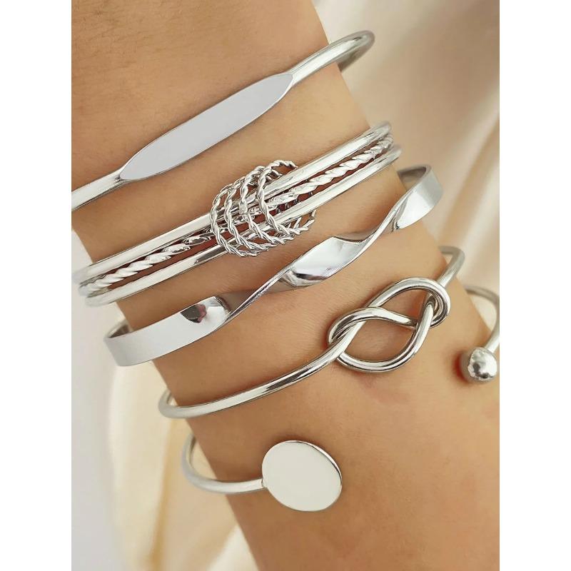 5pcs Punk Multilayer Bracelets for Female Elegant Delicate Twist Sparkling Adjustable Bangles Jewelry Couples Gifts