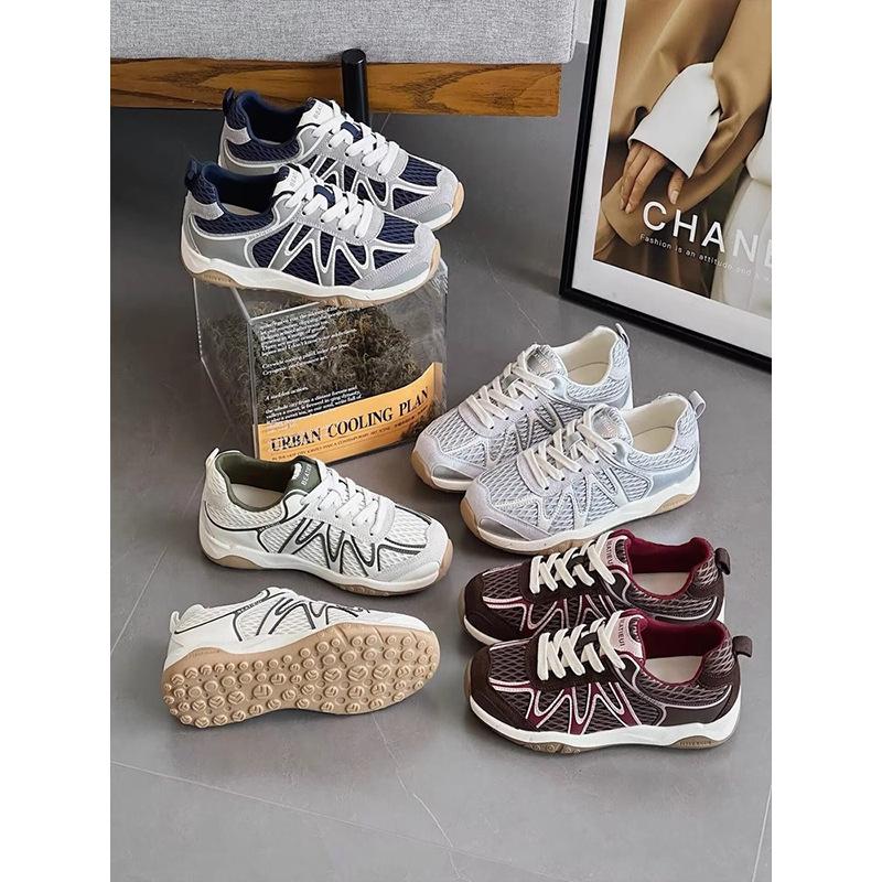 Mesh Lace-up Little White Shoes Women's 2025 Summer New Fashion Versatile Comfortable Sports Leisure Lightweight Non-slip Board Shoes