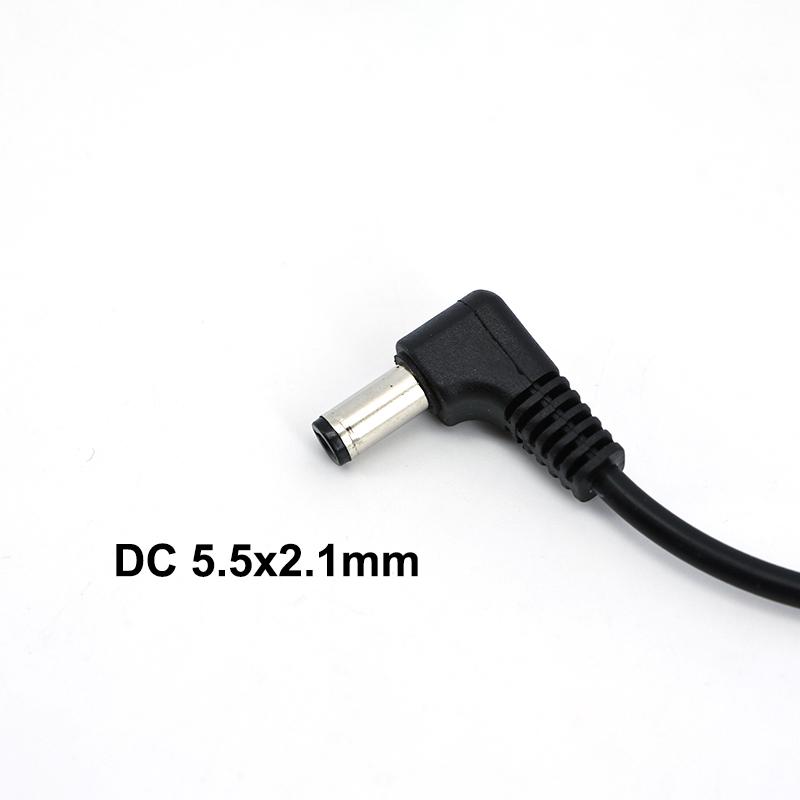 30cm 1m 2m DC male to male dual angel Power cable Plug L-shaped 5.5X2.1mm 5.5*2.1 90 Right Angle Jack Cord Connector 22AWG 3A