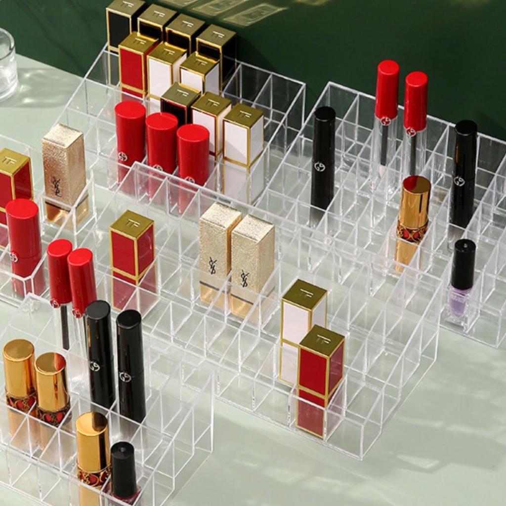 Transparent Lipstick Organizer - Multi-Grid Cosmetics Holder Display Box