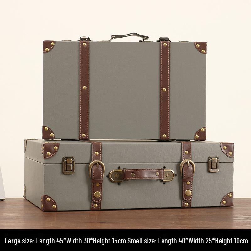Vintage American Retro Leather-Wooden Suitcase Display and Photography Prop