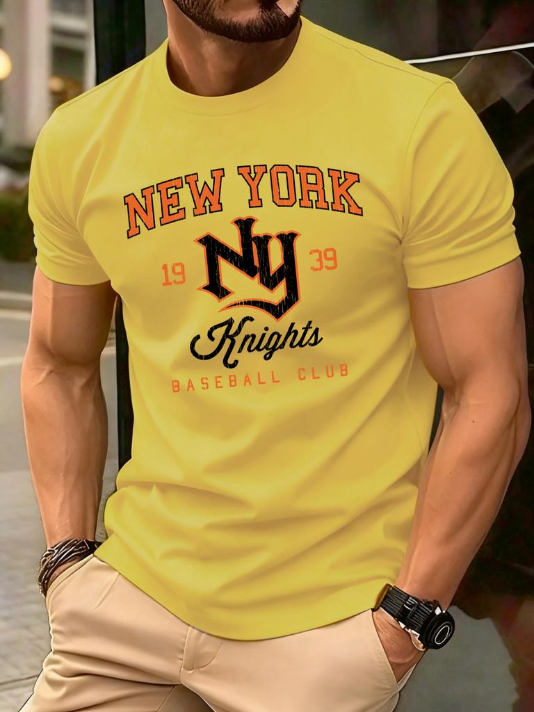 New York Baseball Club Printed TShirt Men Soft AllMatch T Shirts Cotton Casual Clothing Crewneck Oversize Man Short Sleeve