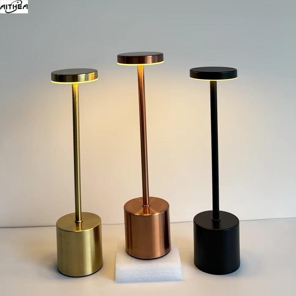 AITHEA Type C Rechargeable LED Table Lamp Touch Switch Bedside Night Light Portable 3 Color Desk Lamp for Club Bar Room Outdoor