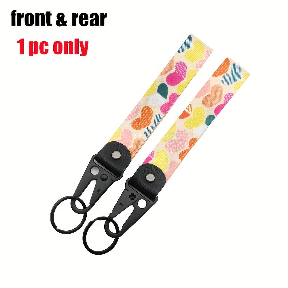 Heart Pattern Keychain with Wrist Lanyard & Backpack Hook - Strawberry Graffiti Design for Motorcycles, Cars, and Bikes