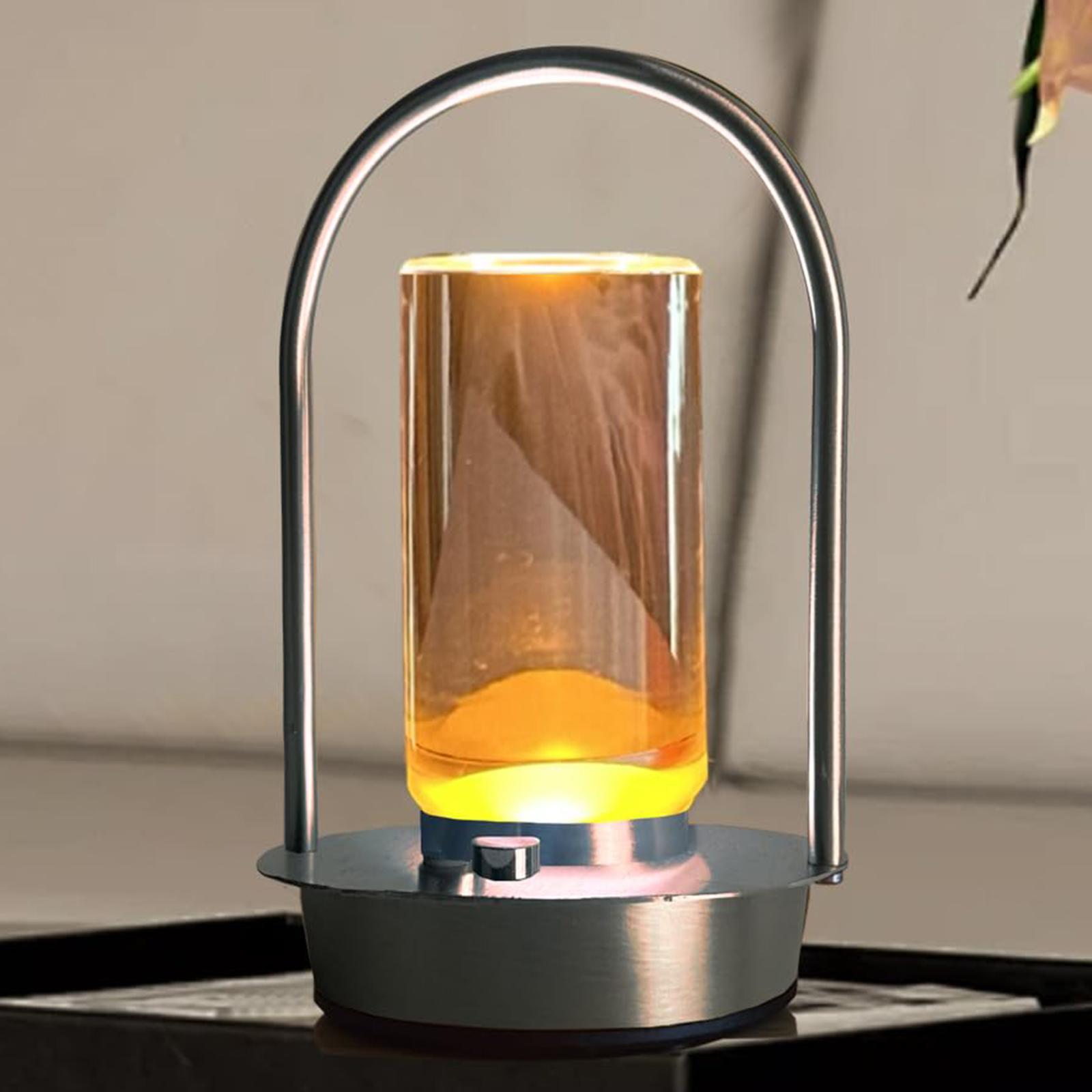 

Portable Atmosphere Light Rechargeable LED Metal Table Lamp Touch Bedroom Bedside Night Light Silver