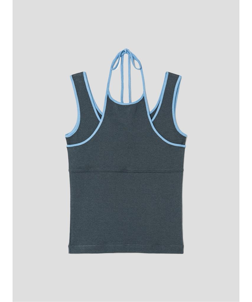 Saendeusaundeu (Women) String Layered Sleeveless Charcoal