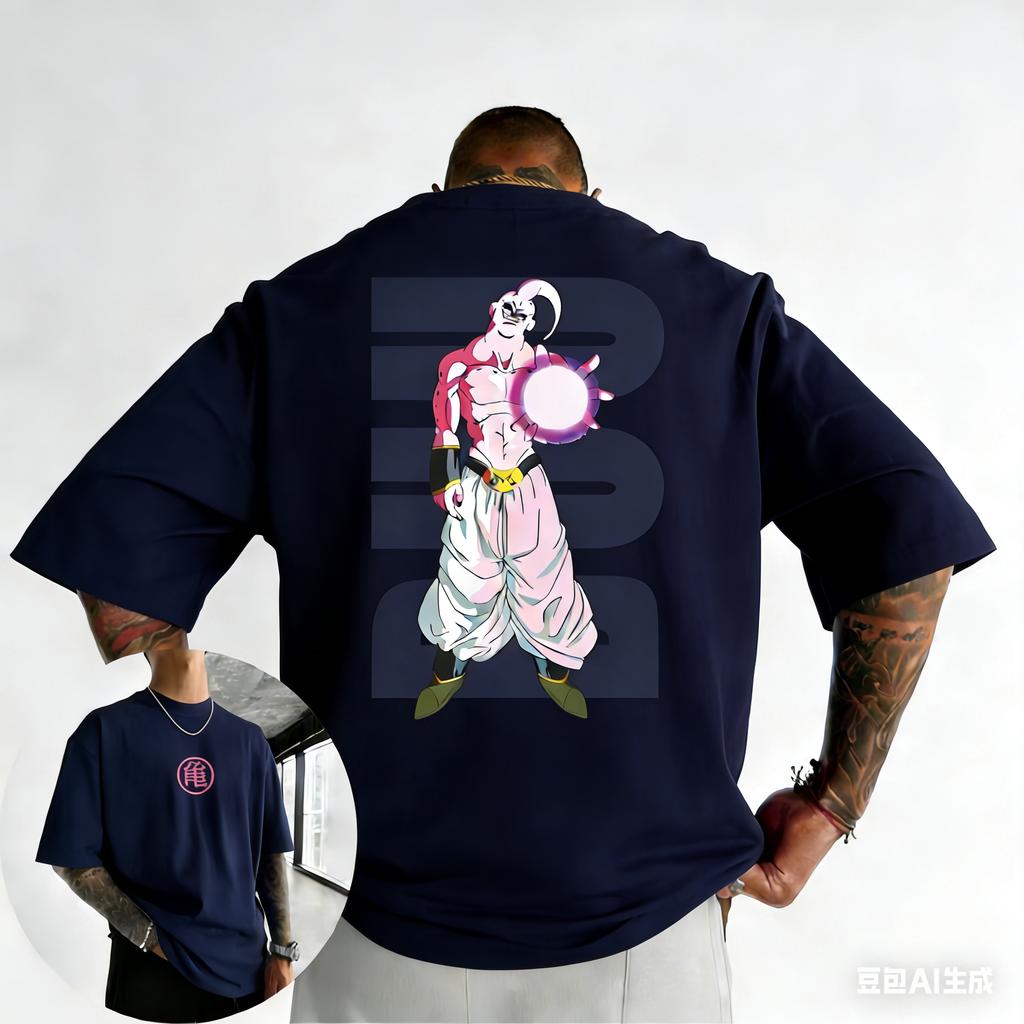 Dragon Ball Trendy Hot Items Anime Tshirt Summer New Majin Buu Front and Back Printed Men and Women Street Hiphop Casual Top