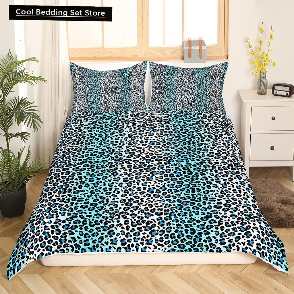 Pink Leopard King Queen Duvet Cover Girly Glitter Bedding Set Cheetah Skin Pattern Quilt Cover 2/3pcs Polyester Comforter Cover