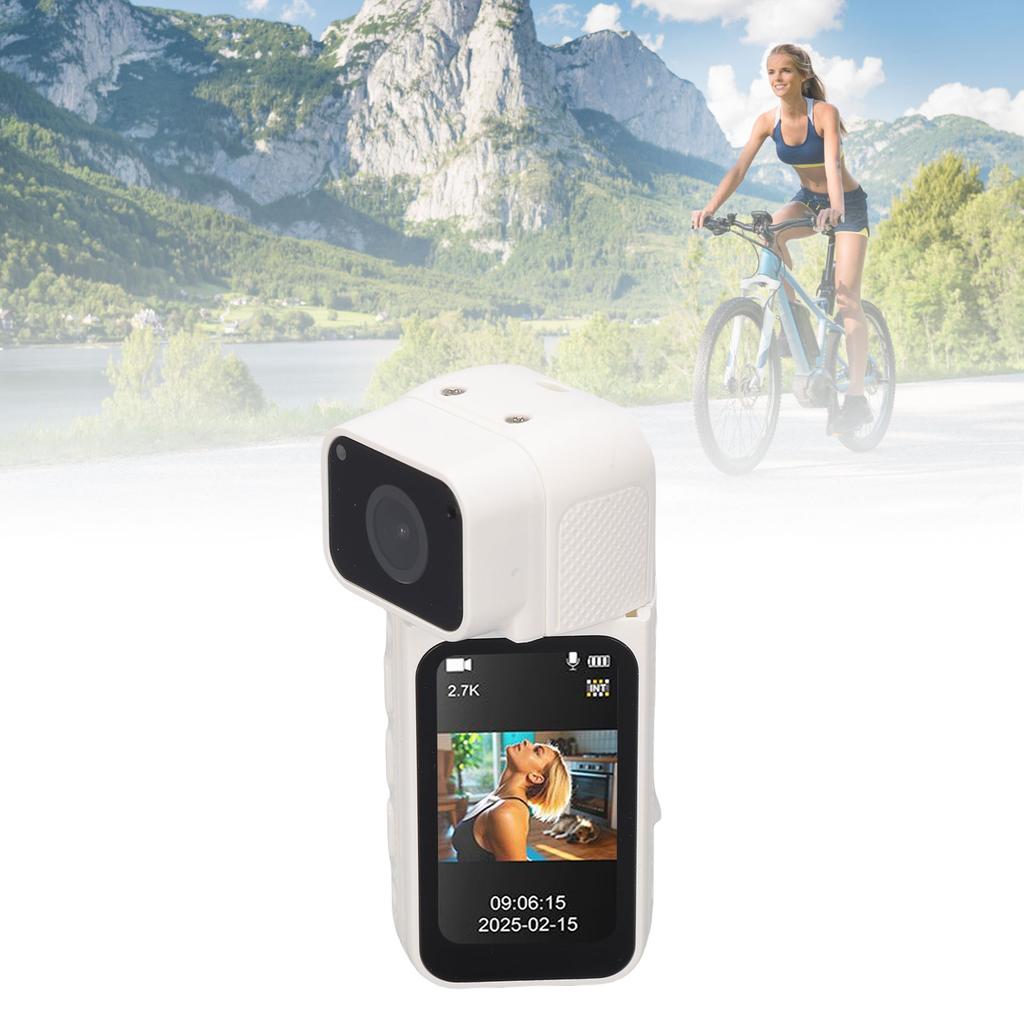 2.7K Thumb Action Camera Wearable Portable Camcorder with Magnetic Lanyard 180 Degree Rotation POV Recording for Work Travel Pet Walk