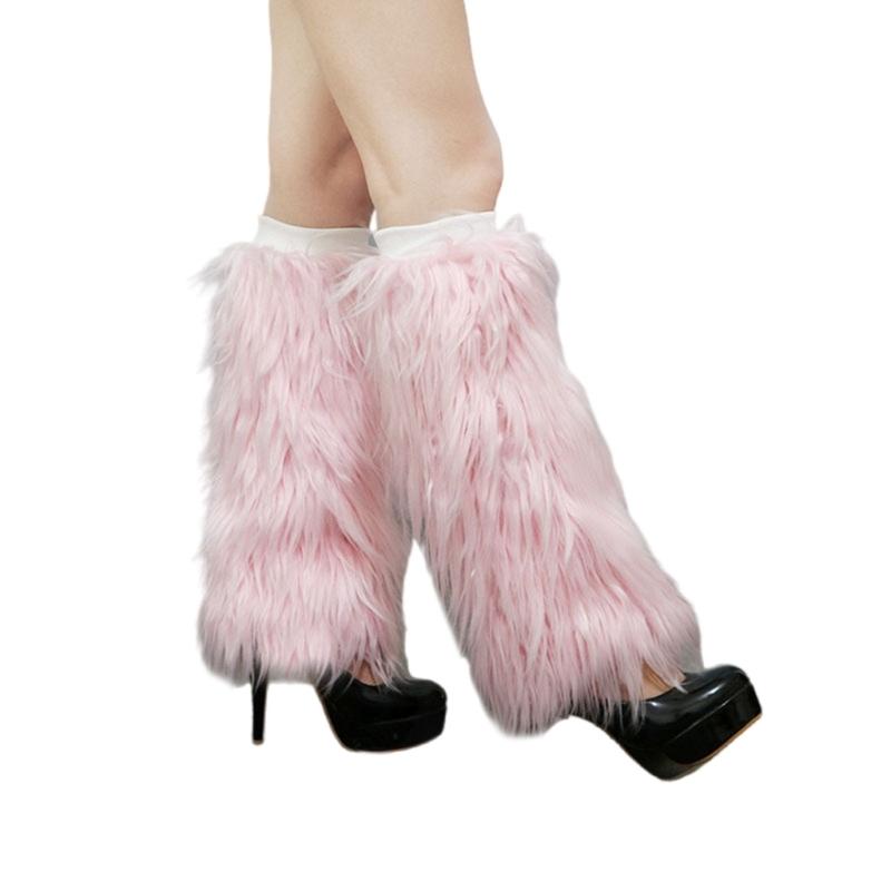 Plush Leg Warmers for Women Soft Furry Boot Toppers Ribbed Elastic Top Fuzzy Leg Covers Winter Accessory Party Costume