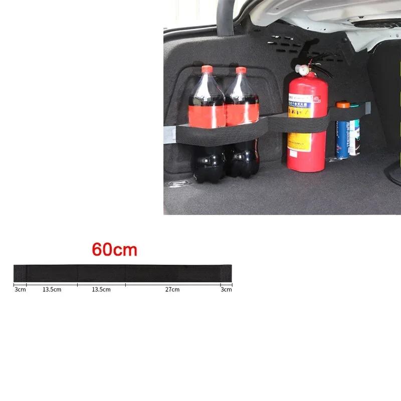 Car Back Rear Trunk Storage Mesh Fixed Straps Car Interior Organizer Extinguisher Storage Net Seat Back Fixing Bag