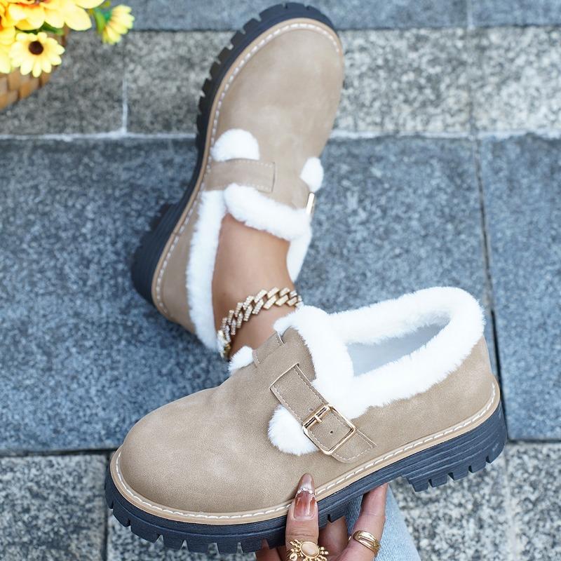 

A New Style of Fleece Warm Shoes for Women, A Single Shoe with A Thick Heel and A Round Toe 43