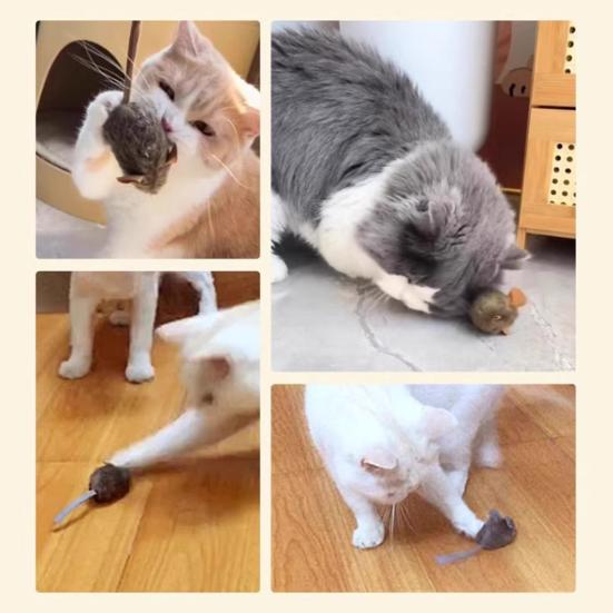 Realistic Simulation Mouse Cat Toy Automatic Squeaky Kitten Interactive Toy Bite Resistant Plush Mice Relieves Boredom Cat Supplies