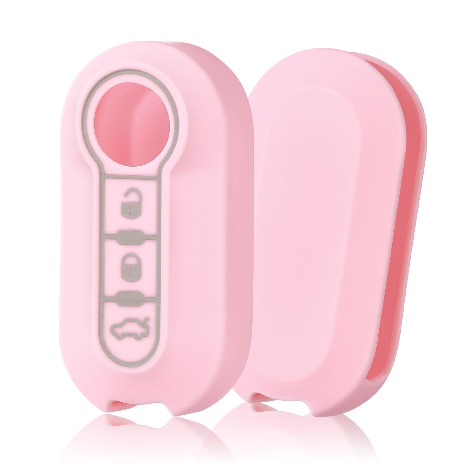 

3 Buttons Silicone Car Flip Key Case Cover For Fiat Ducato 500 500L Panda Grande Punto Lancia Musa Auto Shell Fob Accessories розовый