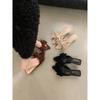 New Spring and Summer Women's Shoes Korean Silk Satin Pointed Bow Tie Slippers Baotou Flat Heel Sets Semi Slippers Zapatos Mujer