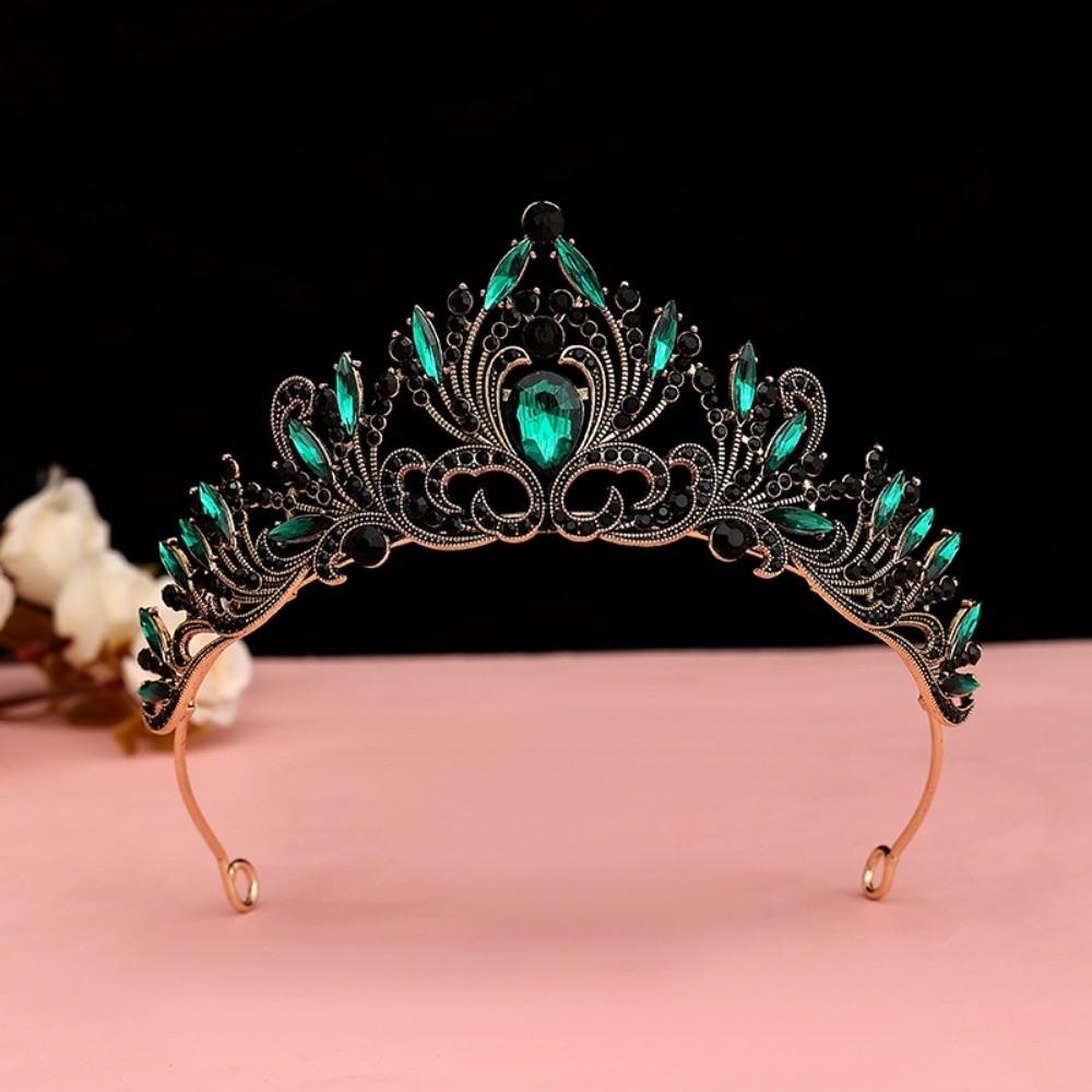 Vintage Baroque Crown Antique Bronze Princess Rhinestone Tiara  Birthday Head Jewelry