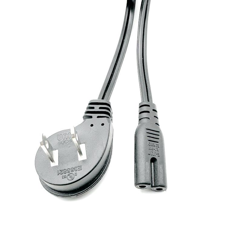 UL-Certified US Two-Pin Elbow Connector Power Cord for Samsung TV Speaker