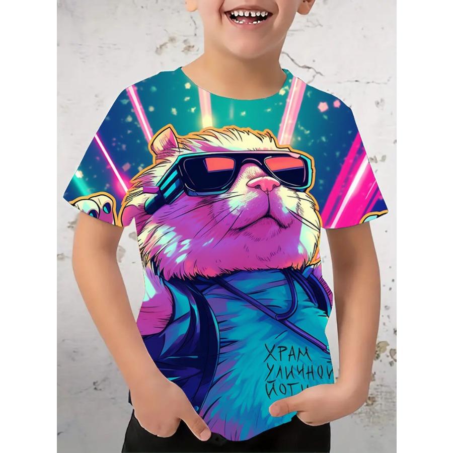 Chlapecké tričko Tyrannosaurus Rex Módní trend Trička s 3D potiskem Dětské tričko s kulatým výstřihem a krátkým rukávem Chlapecké letní rychleschnoucí oblečení