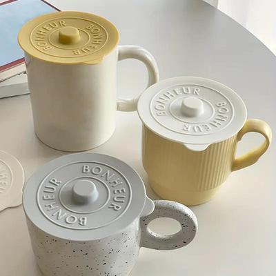 Creative Silicone Drink Cup Lids Round Mug Cover Reusable Anti Dust Drink Coffee Cup Covers