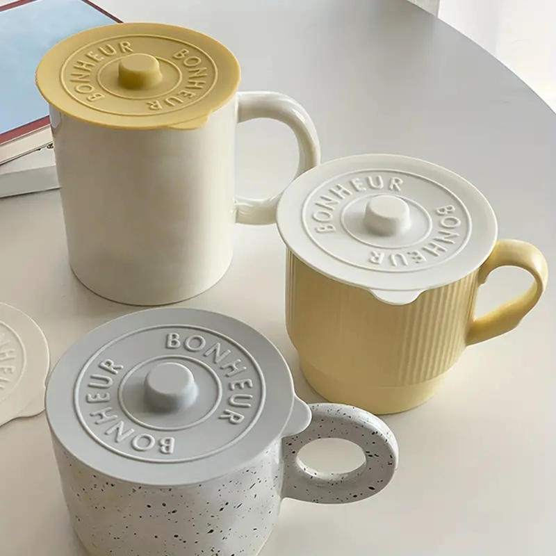 Creative Silicone Drink Cup Lids Round Mug Cover Reusable Anti Dust Drink Coffee Cup Covers