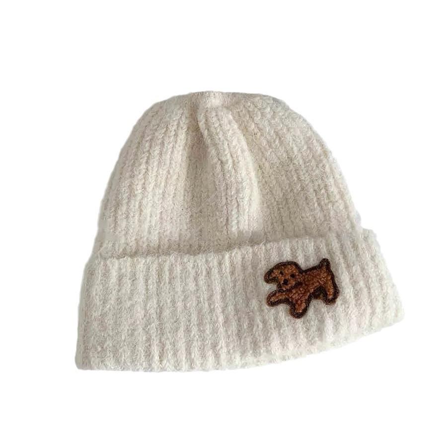 Puppy Cloth Woolen Hat for Women in Autumn and Winter Large Head Circumference Small Face Warm Ear Protection Fashionable Knitted Hat