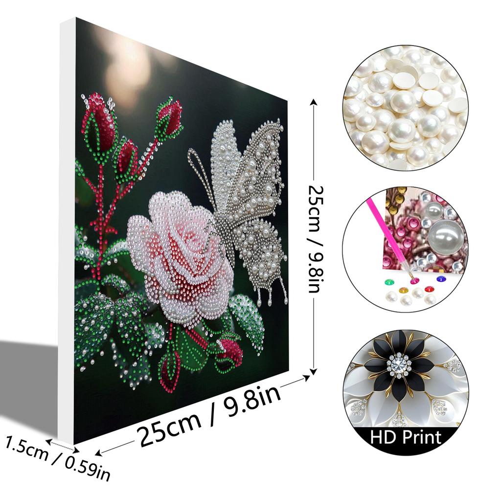 DIY Pearl Art Painting Set with Frame 25x25cm Diamond Art Pearl Painting Kit for Adults Beginners Gift Idea Home Wall Decor