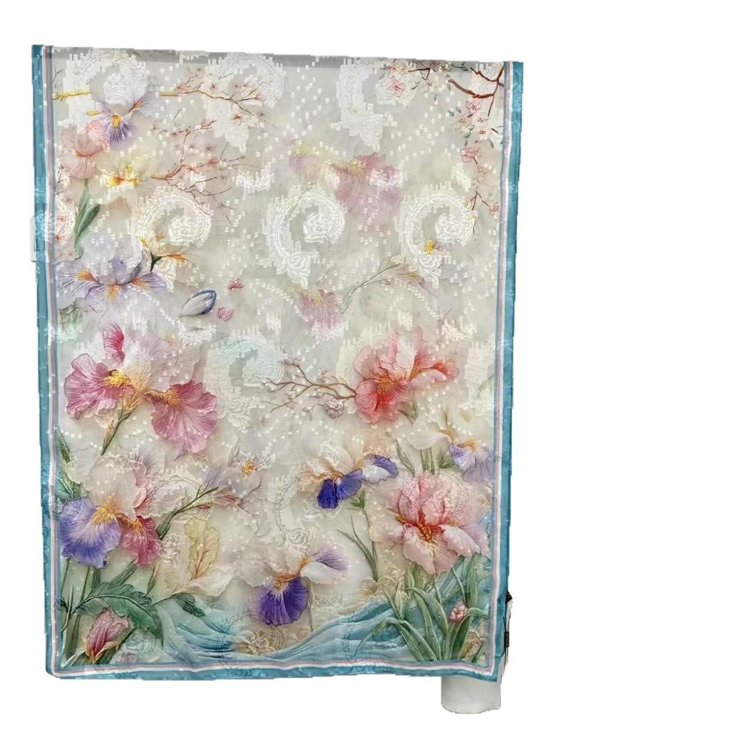 Cut Flower Silk Scarves, Women'S Summer Thin Styles, Send Mother Shawls, Middle-Aged And Elderly Scarves, Travel Photos, Beach Towels