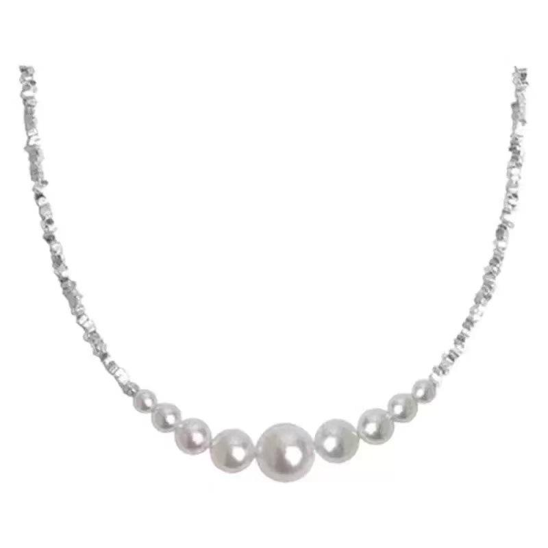 Elegant French-Style Silver Pearl Necklace - Perfect Luxury Gift for Girlfriend or Bestie On Valentine's Day.
