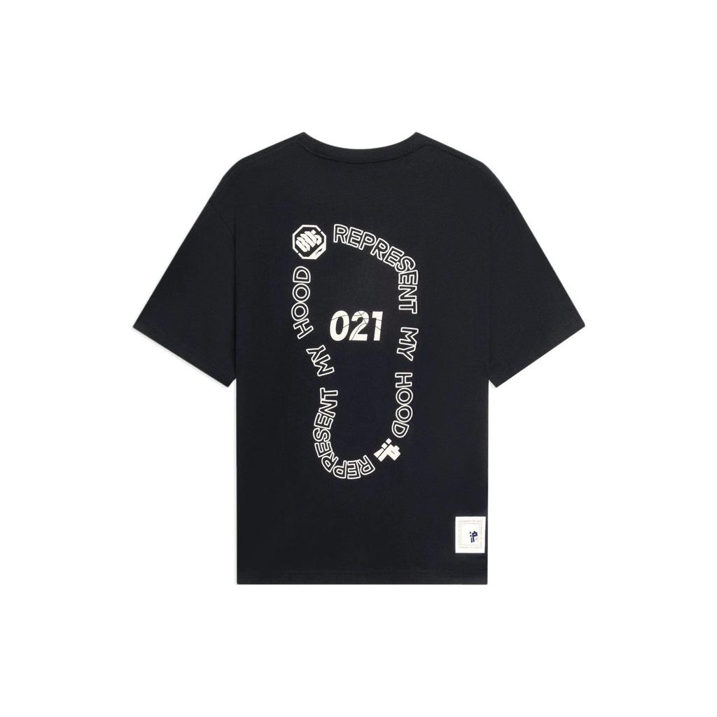 Li-Ning Badfive 2022 Shanghai City Limited Edition Hu Hood Letter Print Loose Round Neck Short Sleeve T-Shirt Unisex Tops Black AHSSB05-3