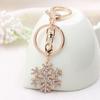 New Arrival Gold-color for Woman Ladies Crystal Snowflake Keychain Jewelry Key Ring Pendant