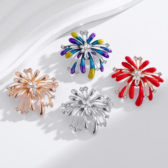 Sparkling Rhinestone Brooch Radial Design Flower Lapel Pin Elegant Brooch Pin Outfit Accessory for Women Dresses Coats Shirts