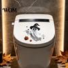 Waterproof PVC Toilet Stickers Halloween Sticker, Ghost And Skeleton Print Decals, Easy Removable Seat Art Peel Stick Spooky Stickers, for Bathroom