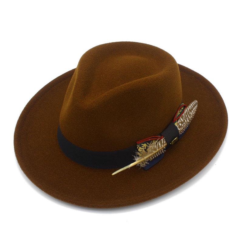 Trendy Fedora Hats Men Women Casual Vintage Caps Bowknot Feather Belt Jazz Cap Britain Derby Luxury Hat Mens Trilby Felt Caps