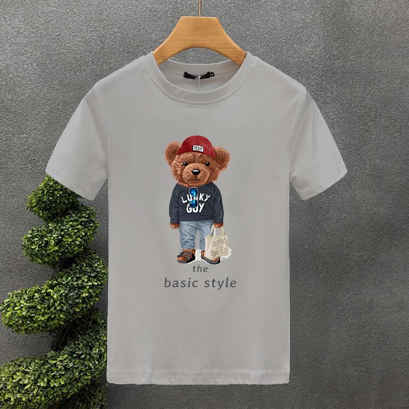 2025 Luxury Funny Bear For Men's T-shirt Cotton High Quality Creativity Printing Summer Tees Brand Tops Unisex Oversized S-7XL