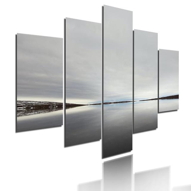 Sea Scenery Sunset Dusk Mountain Lake Landscape Poster  Canvas Painting 5 Pieces Modular Picture HD Print Wall Art Home Decor