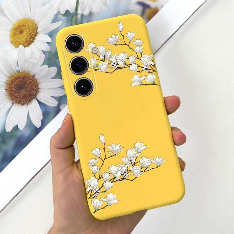 For Samsung Galaxy S24 Plus Case Lovely Yellow Duck Astronaut Matte Silicone Soft Cover For Samsung S 24 S24 Ultra S24+ 5G Funda