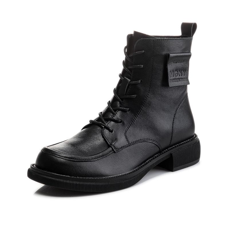 Molett Méretű Valódi Bőr Félvádli Bokacsizma Nőknek, Brit Stílusú, Ősz/Tél 2022, 41-43-as Méret.