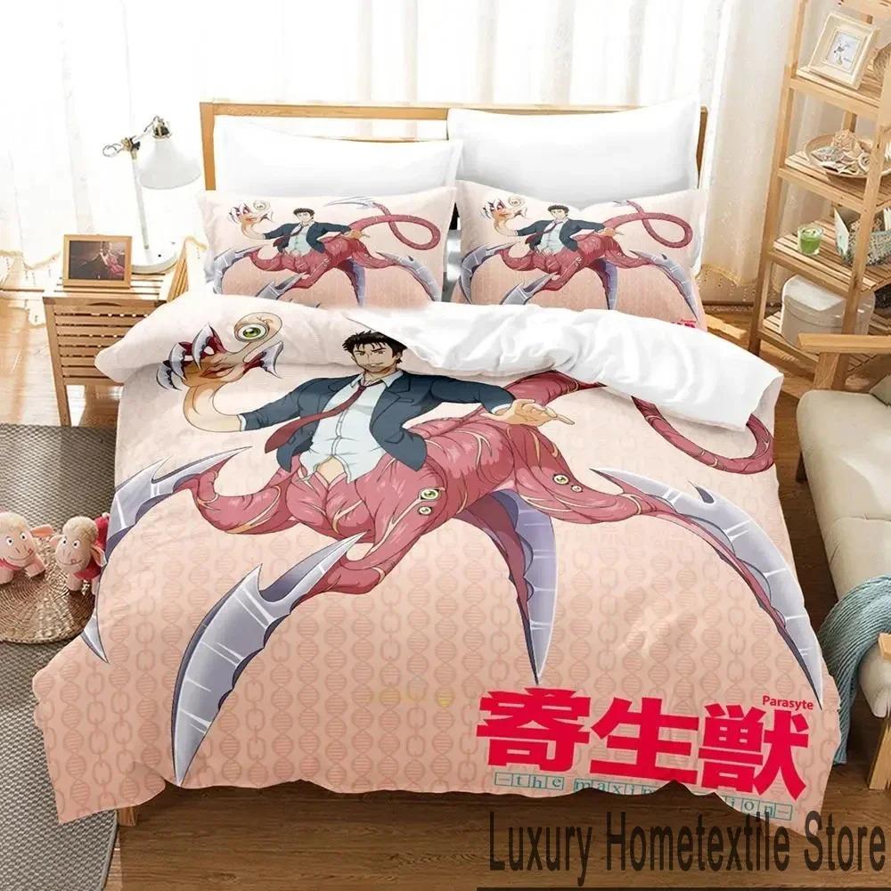 Stylish Breathable King Queen 3D Print Anime Parasyte Bed Size Boys Adult Quilt Comforter