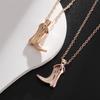 Hip Hop Style Western Cowboy Boots Copper Pendant Necklace for Men and Women Fashion Clavicle Chain Jewelry Gift