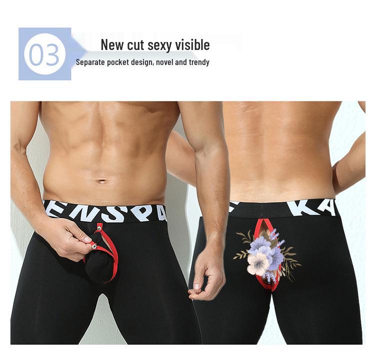 Leggings de bază din bumbac pentru bărbați, transfrontalieri: Deschidere frontală, Elasticitate ridicată, Respirabil, Croială mulată, Design U-convex, Lenjerie lungă.