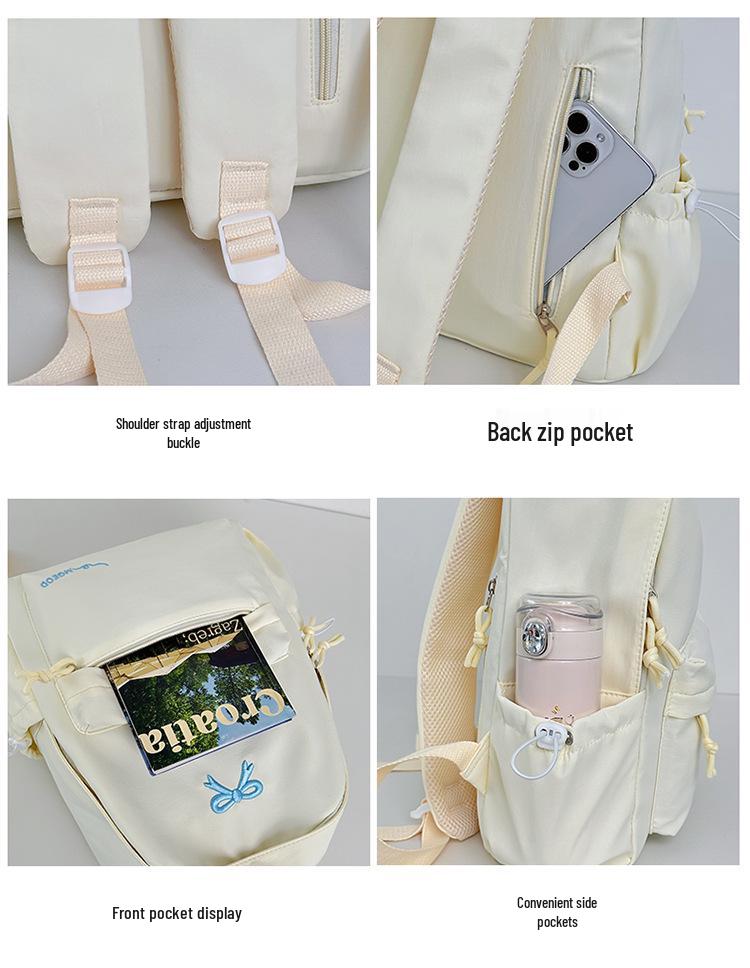 2025 Cute Bow Korean Style Backpack for Girls - Perfect for Junior High School Students