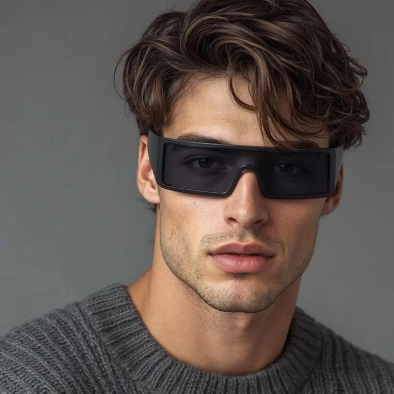 Non-polarized Vintage Trendy Design Small Frame Punk One-Piece Women Men Sunglasses Metal Frame Outdoor Driving Men Sun Eyeglasses