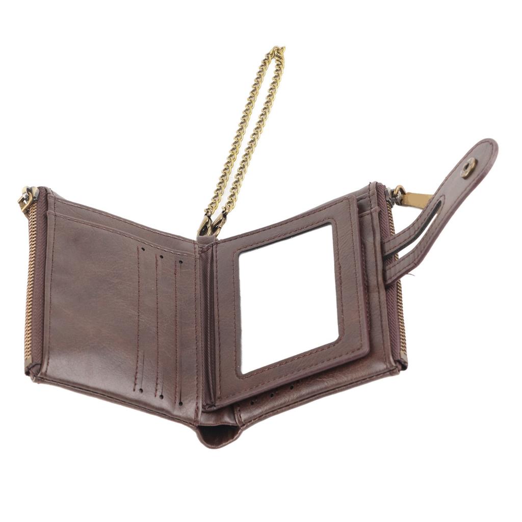 Men Short Wallet Retro Multi Slots Zipper Closure PU Leather Flip Purse for Cash Bank Cards Coins