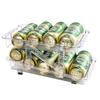 QYONLINE Can Storage Rack, Beer Can Holder, Fits 350ml and 500ml Cans, Adjustable Extendable, Double-Finished Refrigerator Storage Rack, Transparent C
