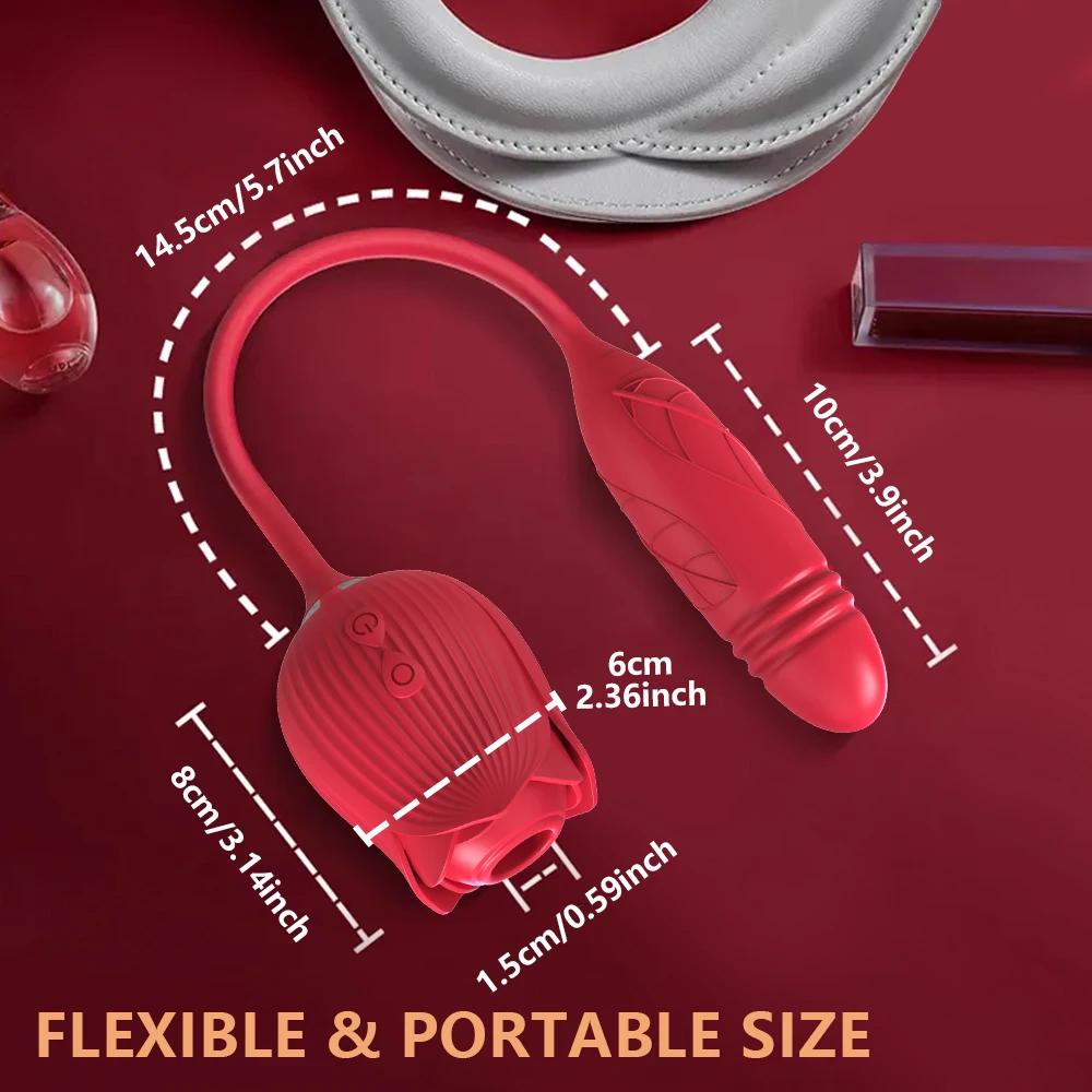 Rose Sucking Vibrator for Women Dildo Thrusting Vibrating Clit Sucker Nipple Clitoris Stimulation Female Sex Toys for Adults 18+